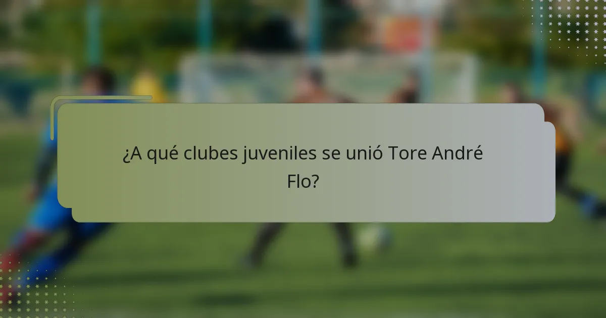 ¿A qué clubes juveniles se unió Tore André Flo?