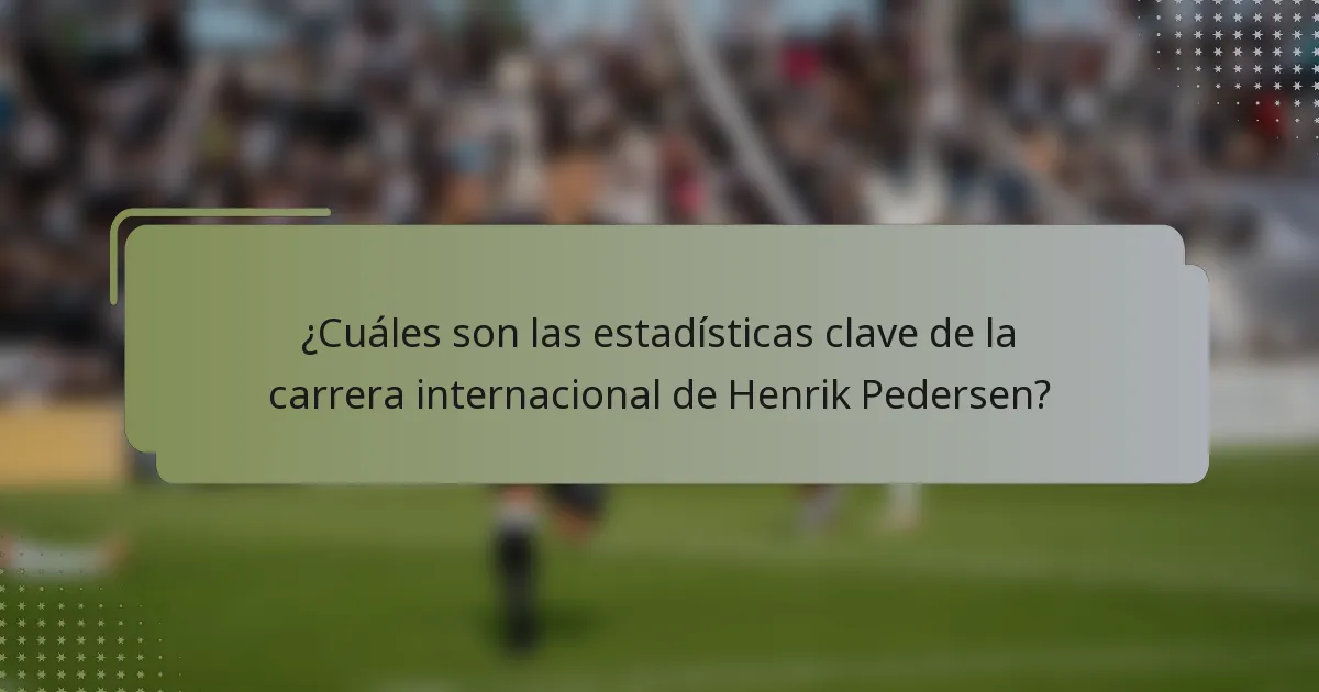 ¿Cuáles son las estadísticas clave de la carrera internacional de Henrik Pedersen?