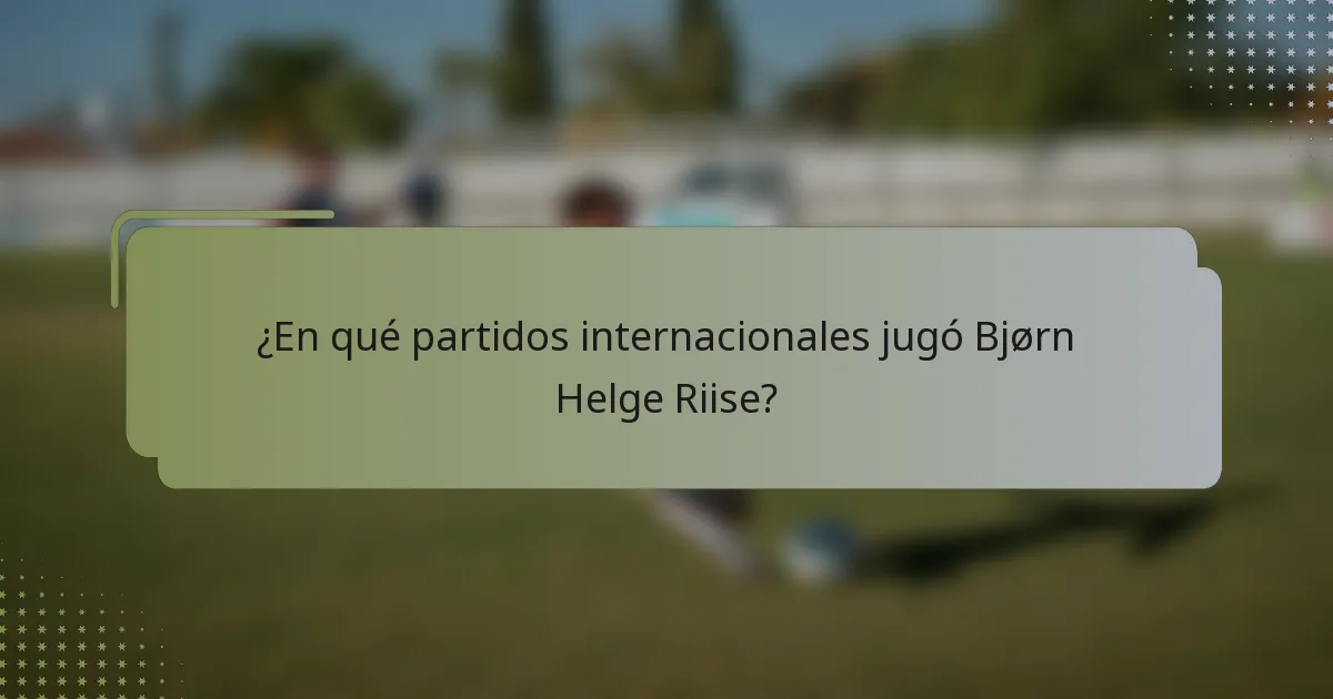¿En qué partidos internacionales jugó Bjørn Helge Riise?