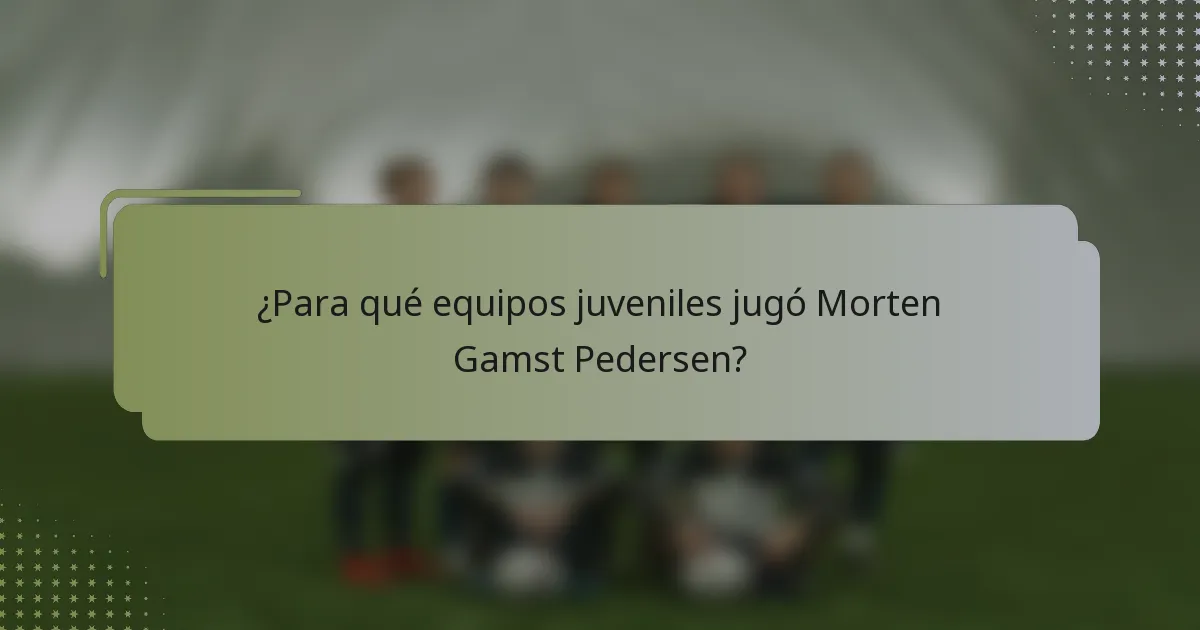 ¿Para qué equipos juveniles jugó Morten Gamst Pedersen?